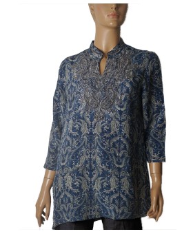 Antique Silk Kurti - Indigo Paisley