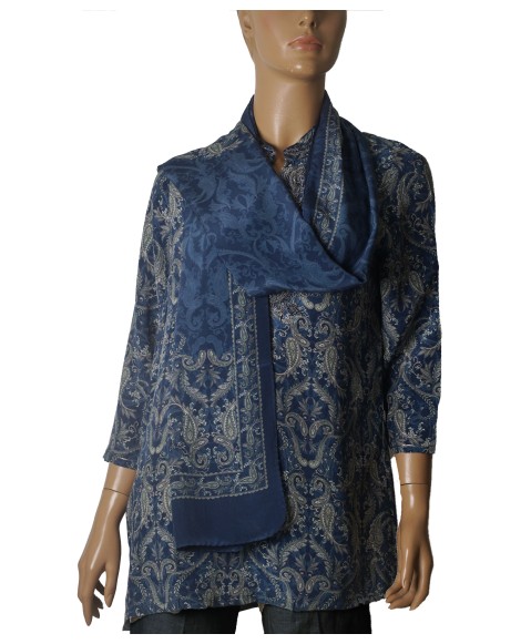 Antique Silk Kurti - Indigo Paisley