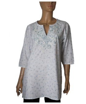 Casual Kurti- Sky Leaf