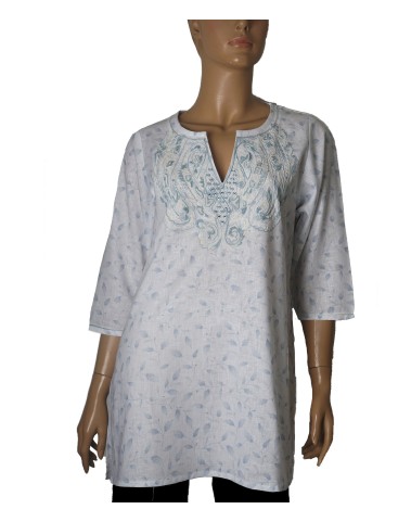 Casual Kurti- Sky Leaf