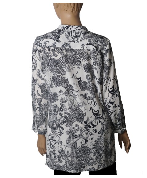 Long Silk Shirt -Royal Paisley