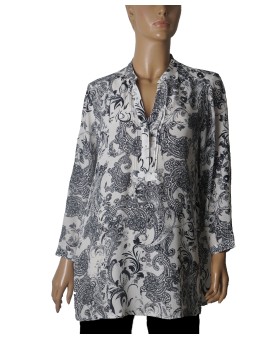 Long Silk Shirt -Royal Paisley