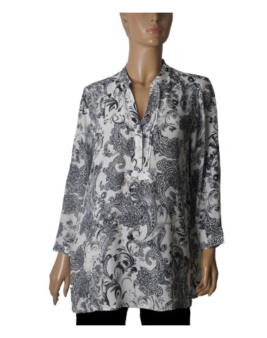 Long Silk Shirt -Royal Paisley