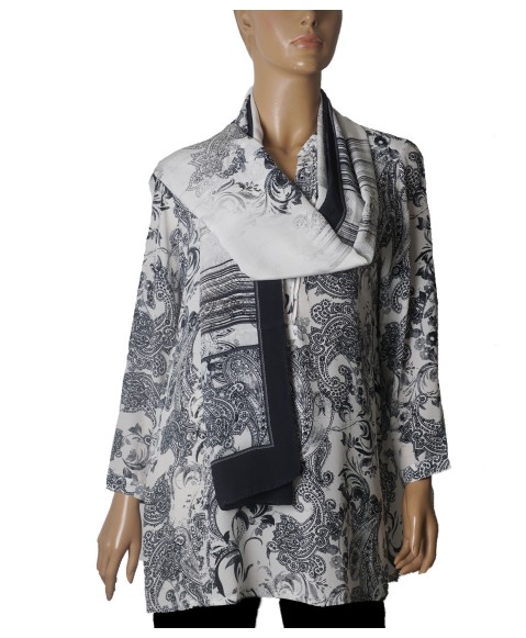 Long Silk Shirt -Royal Paisley
