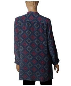 Long Silk Shirt -Royal Mosaic
