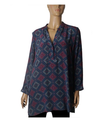 Long Silk Shirt -Royal Mosaic Long Silk Shirt -Royal Mosaic