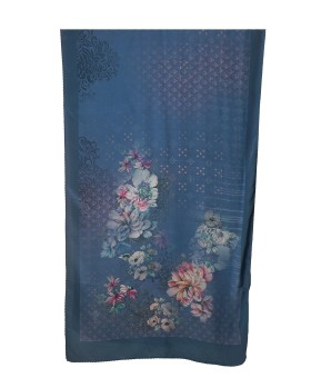 Crepe Silk Scarf - Indigo Garden