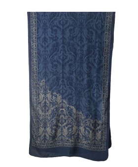 Crepe Silk Scarf - Indigo Paisley 