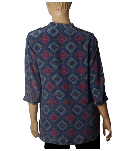 Short Silk Shirt - Royal Mosaic Short Silk Shirt - Royal Mosaic