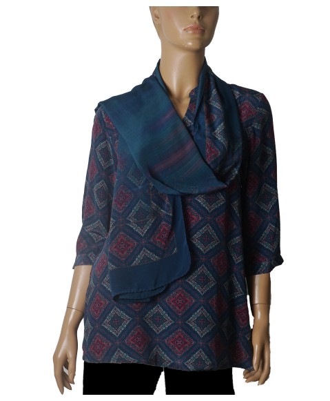 Short Silk Shirt - Royal Mosaic Short Silk Shirt - Royal Mosaic