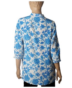 Short Silk Shirt - Royal Blue Paisley