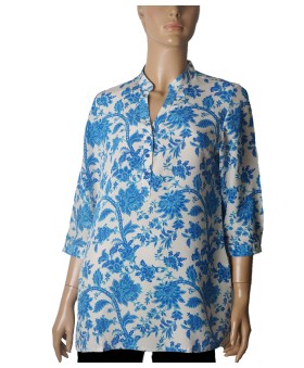 Short Silk Shirt - Royal Blue Paisley