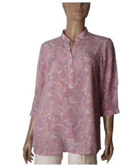 Short Silk Shirt - Pink Meadow