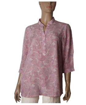 Short Silk Shirt - Pink Meadow