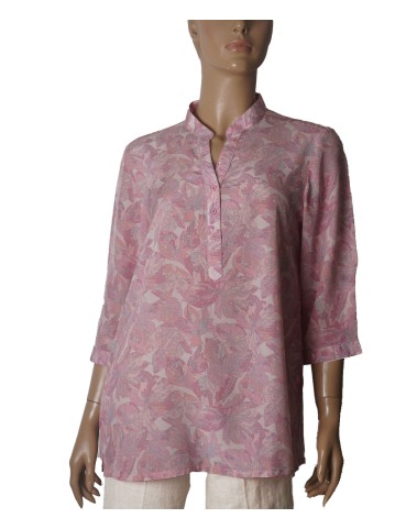 Short Silk Shirt - Pink Meadow Short Silk Shirt - Pink Meadow