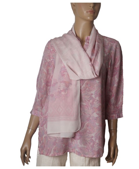 Short Silk Shirt - Pink Meadow Short Silk Shirt - Pink Meadow