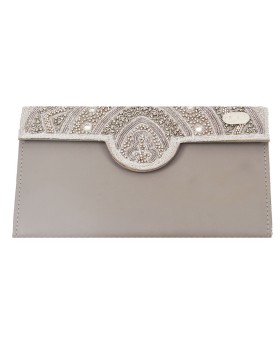Ashika Wallet - Silver Embroidered 