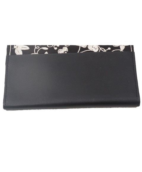 Ashika Wallet - Black Embroidered 
