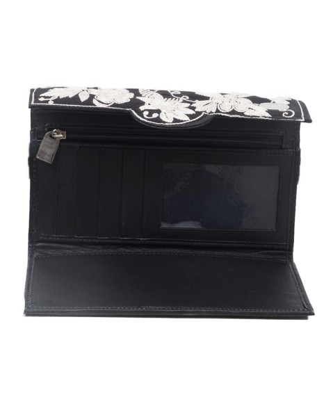 Ashika Wallet - Black Embroidered 