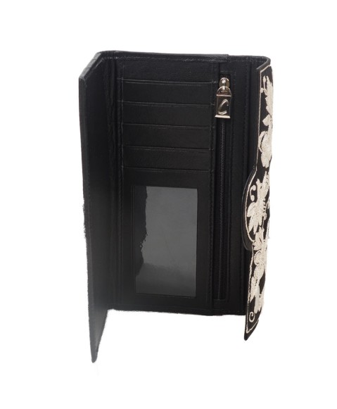 Ashika Wallet - Black Embroidered 
