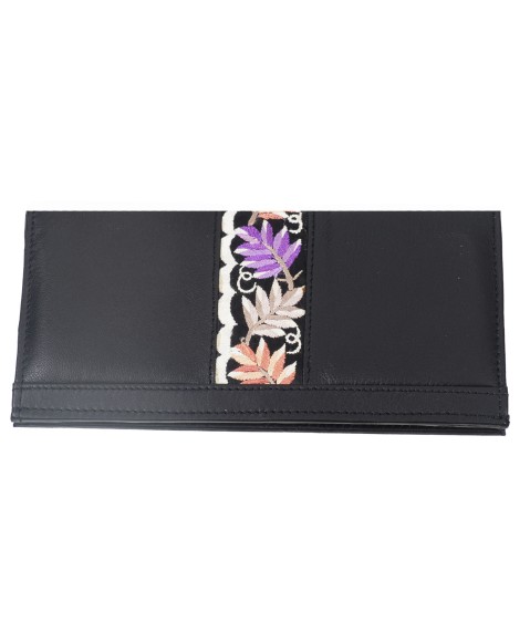 Border Wallet - Purple Leaf Embroidery