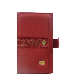 Passport Wallet - Maroon Floral Embroidered 