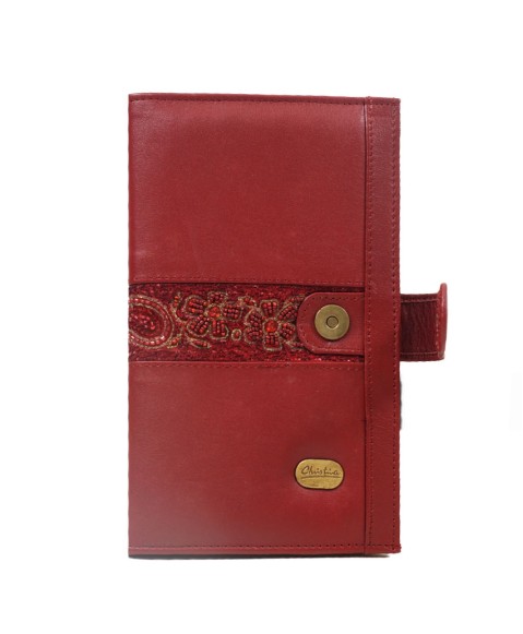 Passport Wallet - Maroon Floral Embroidered 