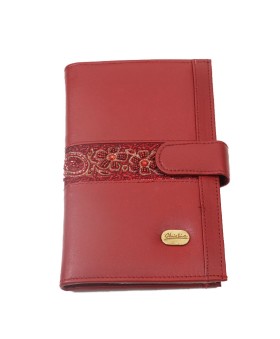 Passport Wallet - Maroon Floral Embroidered 