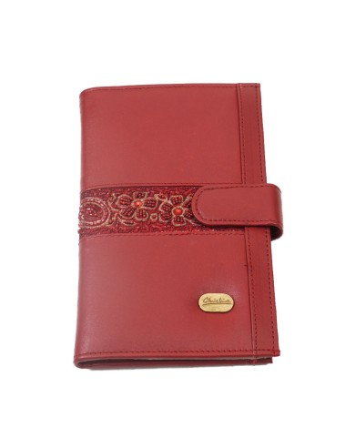 Passport Wallet - Maroon Floral Embroidered 