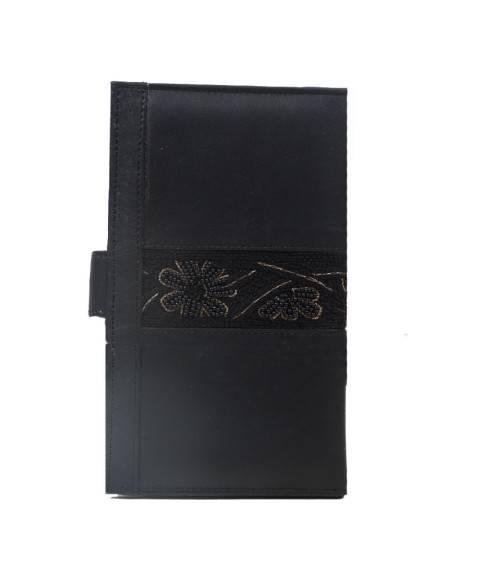Passport Wallet - Black Embroidered 
