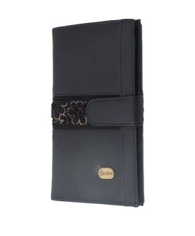 Passport Wallet - Black Embroidered 