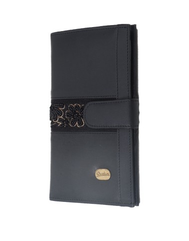 Passport Wallet - Black Embroidered 