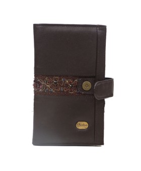 Passport Wallet - Brown Embroidered 