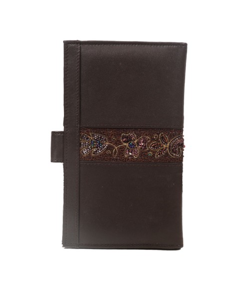 Passport Wallet - Brown Embroidered 