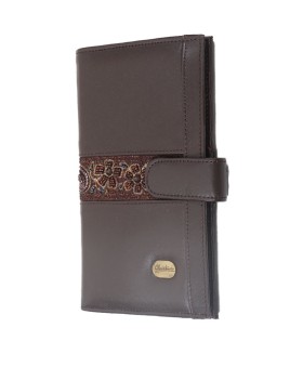 Passport Wallet - Brown Embroidered 