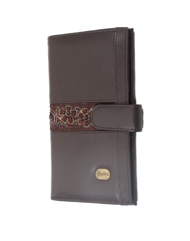 Passport Wallet - Brown Embroidered 