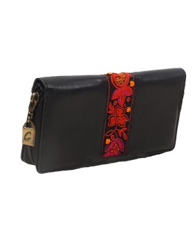 Zip Wallet - Red Embroidered