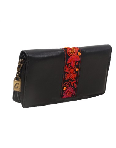 Zip Wallet - Red Embroidered