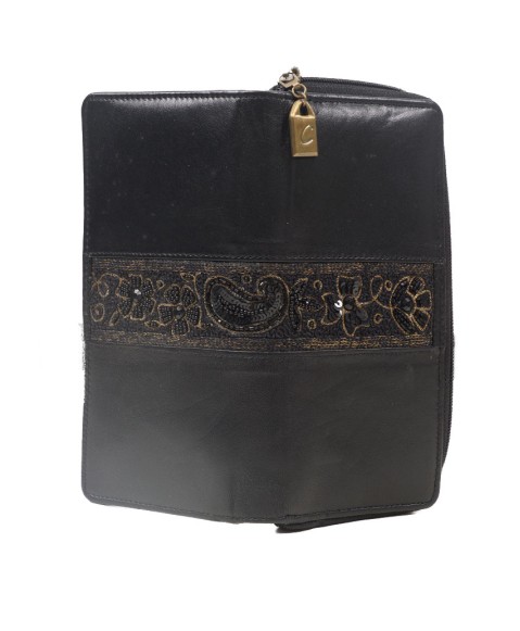 Zip Wallet - Golden Floral Embroidered