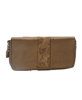 Zip Wallet - Golden Embroidered