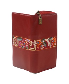Zip Wallet - Maroon Floral Embroidered