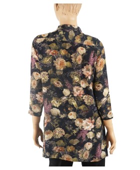 Antique Silk Kurti - Big Beige Floral