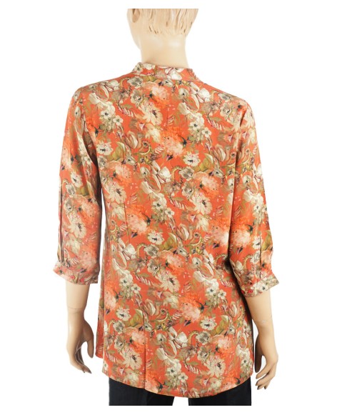 Short Silk Shirt - Almond Colour Floral