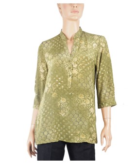 Short Silk Shirt - Pretty Yellow Floral