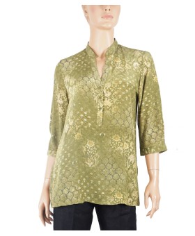 Short Silk Shirt - Pretty Yellow Floral