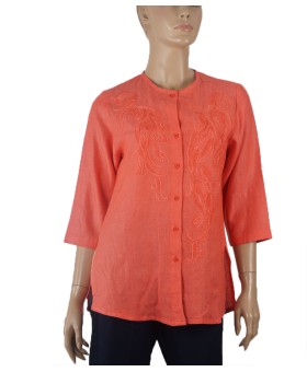 Embroidered Casual Shirt - Coral Embroidery