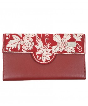 Ashika Wallet - Red Embroidered 