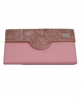 Ashika Wallet - Baby Pink Embroidered 