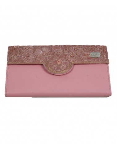 Ashika Wallet - Baby Pink Embroidered 