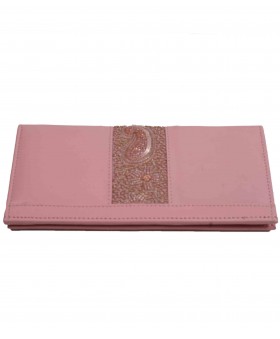 Border Wallet - Baby Pink Embroidered